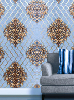 konark designer wallpapers Embossed Classics Multicolor Wallpaper(L x W: 1000 cm x 53 cm)