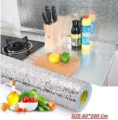 SHARUJA Vinyl Abstract Silver Wallpaper(L x W: 60 cm x 200 cm)