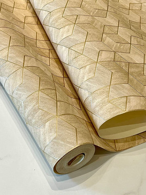 Design Studio Paper Decorative Gold Wallpaper(L x W: 1000 cm x 53 cm)