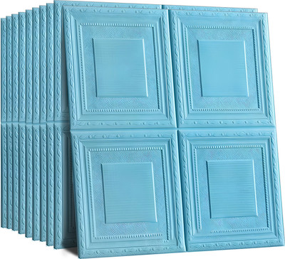 metreno Paper, Fabric Decorative Blue Wallpaper(L x W: 70 cm x 70 cm, Pack of 10)