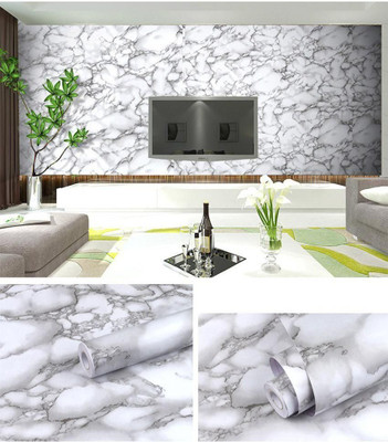 Guru Production Vinyl Abstract Grey, White Wallpaper(L x W: 600 cm x 30 cm, Pack of 3)