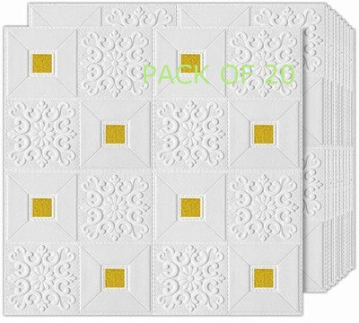 b7 Creations Paper, Fabric Decorative White, Gold Wallpaper(L x W: 70 cm x 77 cm, Pack of 20)