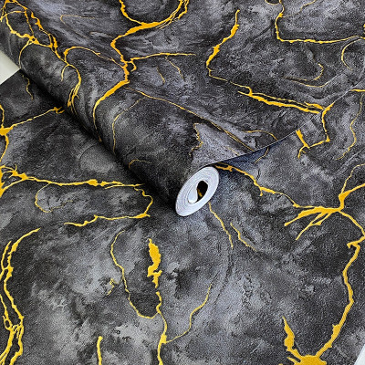 AURORA SHOPPE Vinyl Decorative Grey, Gold Wallpaper(L x W: 800 cm x 45 cm)