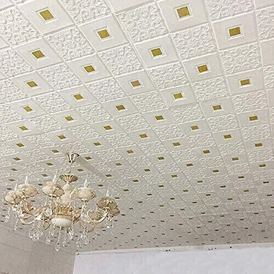 La Mejilla Vinyl Abstract White, Gold Wallpaper(L x W: 77 cm x 70 cm, Pack of 2)