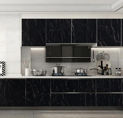 Heen Fab Vinyl Abstract Black Wallpaper(L x W: 60 cm x 200 cm)