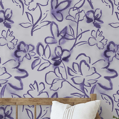 S4Sassy Vinyl Floral & Botanical Purple Wallpaper(L x W: 609 cm x 63 cm)