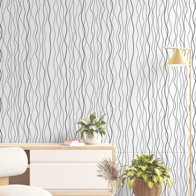 pixer Vinyl Decorative White, Grey Wallpaper(L x W: 600 cm x 40 cm)