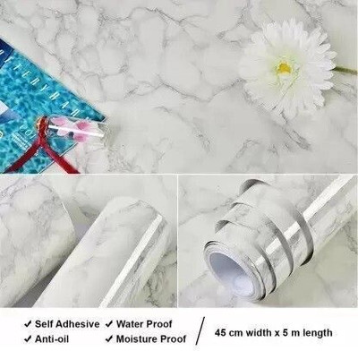 Uratech Vinyl Abstract White Wallpaper(L x W: 500 cm x 45 cm)