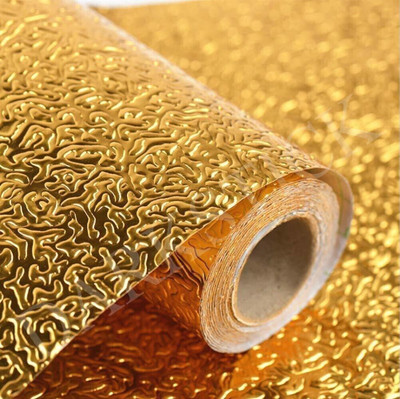 NOOREV ART Vinyl Abstract Gold Wallpaper(L x W: 250 cm x 40 cm, Pack of 8)