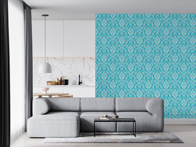 Majestic Blue Joy Vinyl Floral & Botanical Blue Wallpaper(L x W: 182 cm x 60 cm)