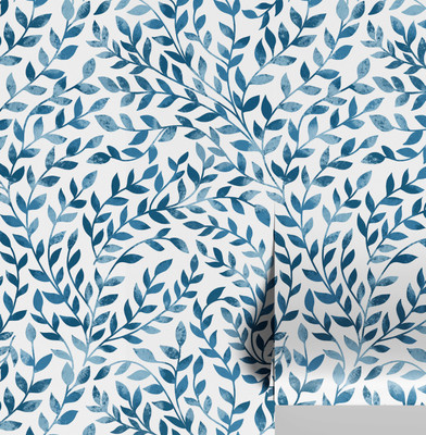 S4Sassy Vinyl Floral & Botanical Blue Wallpaper(L x W: 609 cm x 63 cm)