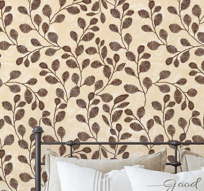 S4Sassy Vinyl Floral & Botanical Orange Wallpaper(L x W: 304 cm x 63 cm)
