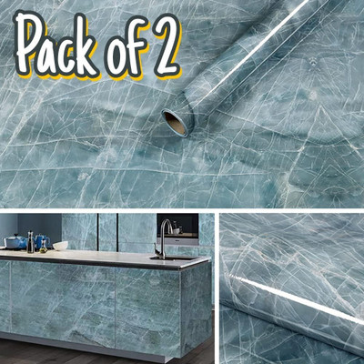 Shreeji Sqaure Vinyl Abstract Blue Wallpaper(L x W: 200 cm x 60 cm, Pack of 2)