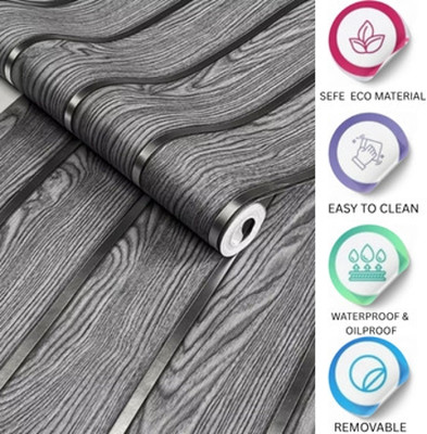 ZAPPYPOP Vinyl Decorative Grey, Silver Wallpaper(L x W: 500 cm x 45 cm)