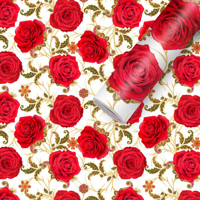 BDM Vinyl Decorative Red Wallpaper(L x W: 240 cm x 40 cm)