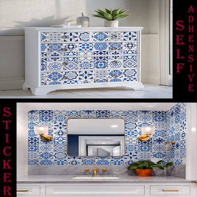 SOJITRA EXPORT Vinyl Classics Blue Wallpaper(L x W: 200 cm x 60 cm)