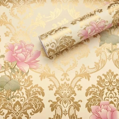 NINTY Vinyl Floral & Botanical Beige Wallpaper(L x W: 500 cm x 45 cm)