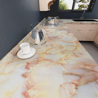 SOJITRA EXPORT Vinyl Abstract Orange Wallpaper(L x W: 200 cm x 45 cm)
