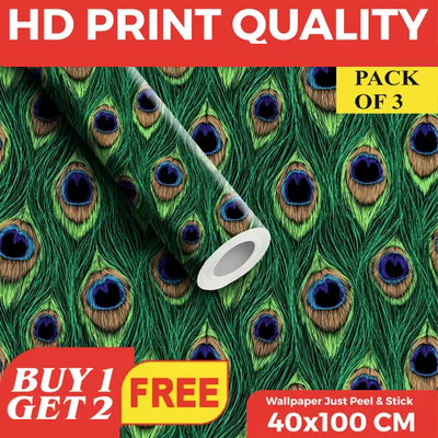 HD PRINT QUALITY Vinyl Floral & Botanical Multicolor Wallpaper(L x W: 100 cm x 40 cm, Pack of 3)