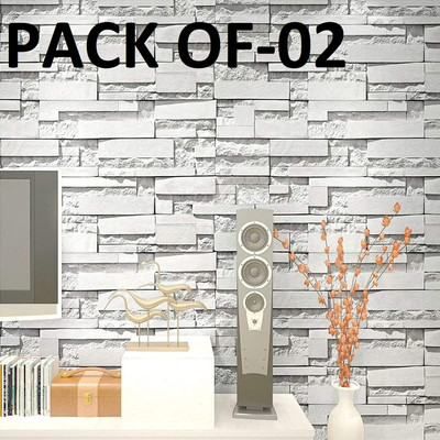Splendid Vinyl Decorative Grey Wallpaper(L x W: 250 cm x 45 cm, Pack of 2)