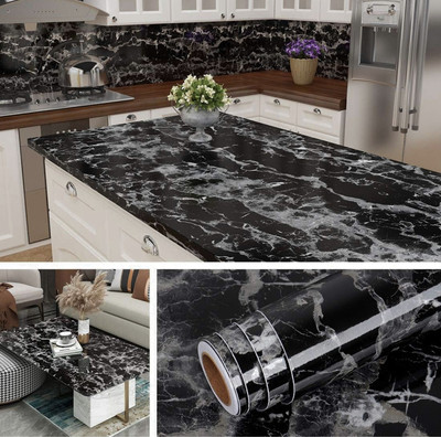 Wallmate Vinyl Decorative Black Wallpaper(L x W: 60 cm x 182 cm)