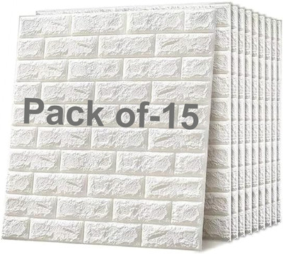 keshavraj Vinyl Decorative White Wallpaper(L x W: 77 cm x 70 cm, Pack of 15)