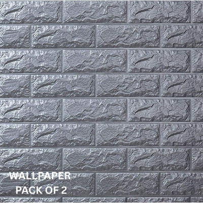 KESHAVART Vinyl Abstract Grey Wallpaper(L x W: 78.74 cm x 70 cm, Pack of 2)