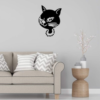 SnappyVinyl 29 cm Winking Rich Cat Wall Decals, Easy to Apply Self Adhesive Sticker(Pack of 1)