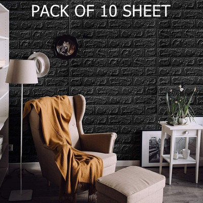 GooGlu Vinyl Architecture Black Wallpaper(L x W: 70 cm x 77 cm, Pack of 10)