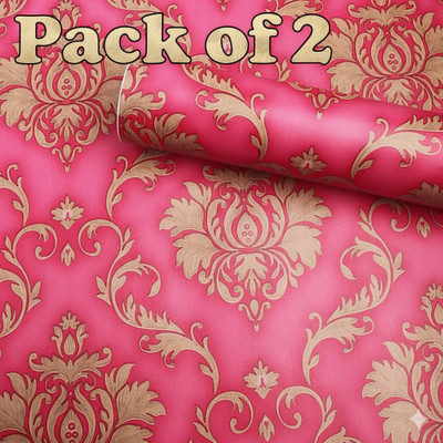 FOIIL VELI Vinyl Abstract Pink Wallpaper(L x W: 45 cm x 200 cm, Pack of 2)