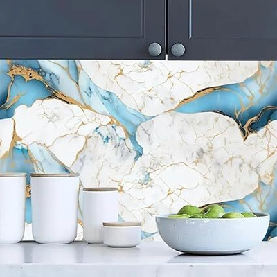 Aider Vinyl Decorative Blue, Gold, Multicolor Wallpaper(L x W: 60 cm x 200 cm)