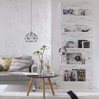 WallVibe Vinyl Abstract White Wallpaper(L x W: 60.96 cm x 182.88 cm)