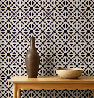 S4Sassy Vinyl Abstract Blue Wallpaper(L x W: 609 cm x 63 cm)