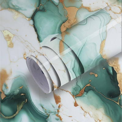 AaruBhakti Vinyl Abstract Green Wallpaper(L x W: 200 cm x 60 cm)