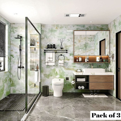 Jk Collections Abstract Green Wallpaper(200 cm x 60 cm, Pack of 3)