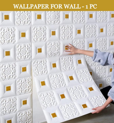 metreno Decorative Gold, White Wallpaper(70 cm x 70 cm)