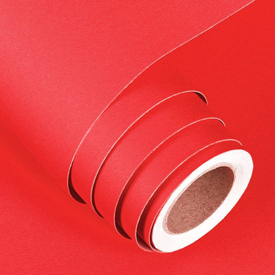 SELLORAMA 200 cm Red Plain Vinyl Wallpaper Sticker Peel and Stick Wallpaper Sticker 200x30 cm Self Adhesive Sticker(Pack of 2)