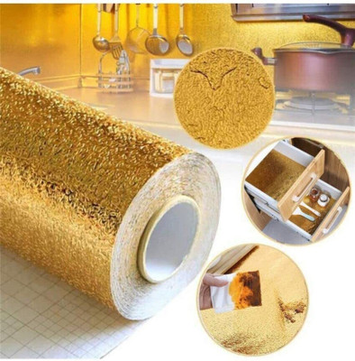 Rathod Mega Mart Foils Abstract Gold Wallpaper(L x W: 200 cm x 60 cm)