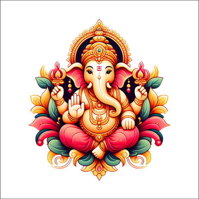 Signex Print Media 18 inch Ganesh Ji Vinyl Wall Sticker – 18 x 16 Inches | Religious Wall Décor for Home Self Adhesive Sticker(Pack of 1)