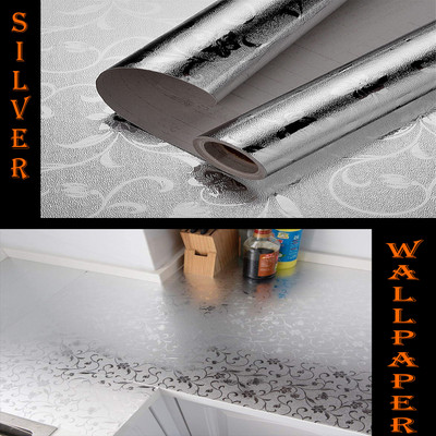 SOJITRA EXPORT Paper Abstract Silver Wallpaper(L x W: 200 cm x 60 cm)