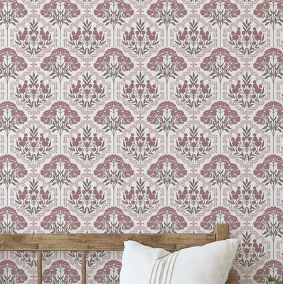 S4Sassy Vinyl Floral & Botanical Pink Wallpaper(L x W: 304 cm x 63 cm)