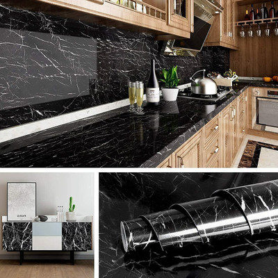 globalkart impex Abstract Black Wallpaper(200 cm x 60 cm)