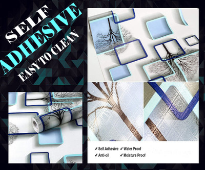 Guru Production Vinyl Decorative Blue Wallpaper(L x W: 500 cm x 45 cm)