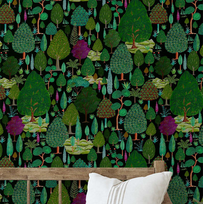 S4Sassy Vinyl Nature Green Wallpaper(L x W: 304 cm x 63 cm)