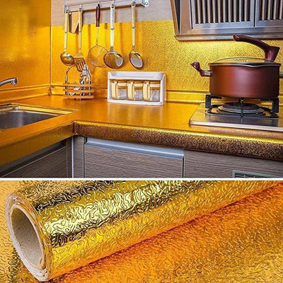 MIRTONICS Vinyl Abstract Gold Wallpaper(L x W: 200 cm x 45 cm)