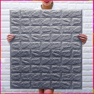 Peijinsart Embossed Decorative Grey Wallpaper(L x W: 77 cm x 70 cm)