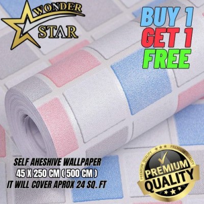 wonderstar Abstract Multicolor Wallpaper(250 cm x 45 cm, Pack of 2)