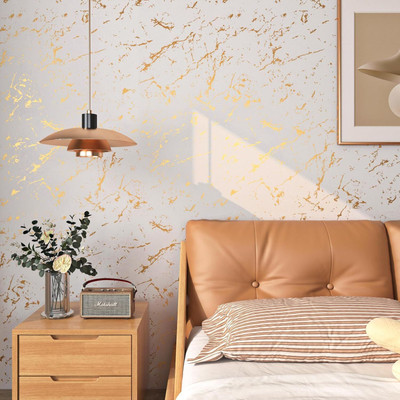 WallVibe Vinyl Abstract Gold Wallpaper(L x W: 60.96 cm x 304.8 cm)