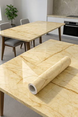 Peijinsart Vinyl Decorative Yellow Wallpaper(L x W: 200 cm x 60 cm)