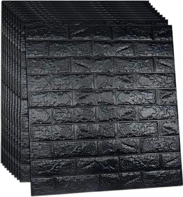 AaruBhakti Vinyl Classics Black Wallpaper(L x W: 77 cm x 70 cm, Pack of 5)